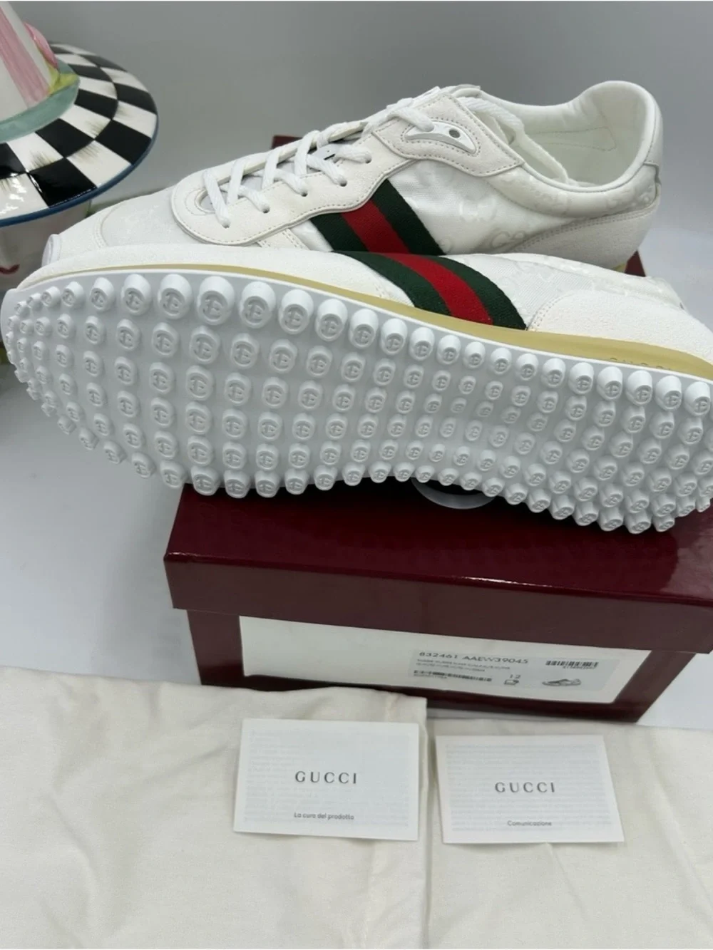 Gucci re-motion GG canvas/suede sneakers size 12 fits 12.5 US made Italy